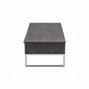 Iban Rectangular Coffee Table w/Lift Top, Gray Oak & Chrome Finish Acme