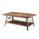 Ikram Rectangular Coffee Table , Weathered Oak & Sandy Black Finish Acme