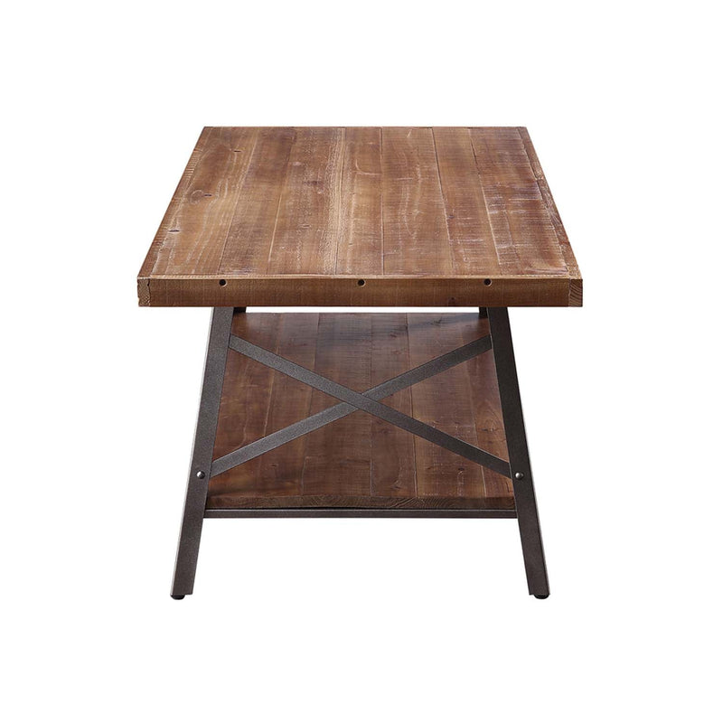 Ikram Rectangular Coffee Table , Weathered Oak & Sandy Black Finish Acme