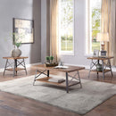 Ikram Rectangular Coffee Table , Weathered Oak & Sandy Black Finish Acme