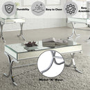 Yuri Rectangular Table (No Storage) , Mirrored & Chrome Finish Acme
