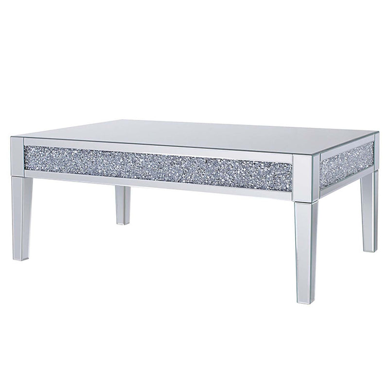 Noralie Rectangular Coffee Table , Mirrored & Faux Diamonds Acme