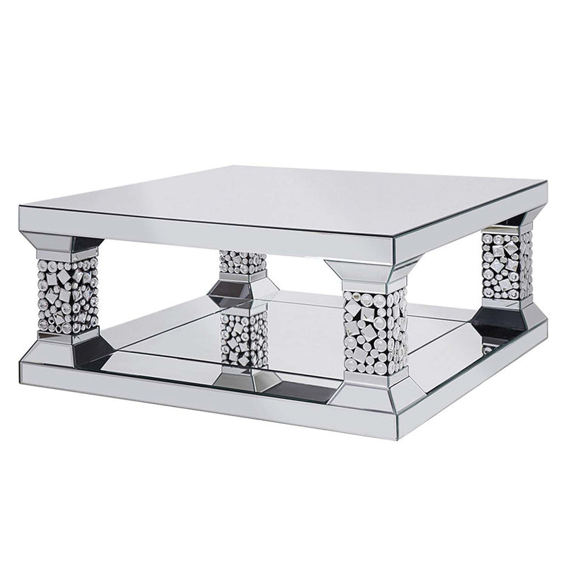 Kachina Rectangular Coffee Table , Mirrored & Faux Gems Acme
