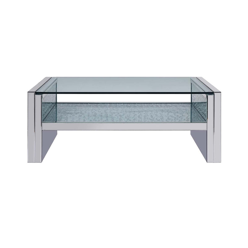 Nysa Rectangular Coffee Table , Mirrored & Faux Crystals Acme