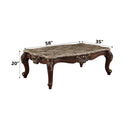 Mehadi Rectangular Coffee Table , Marble Top & Walnut Finish Acme