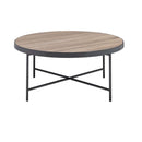 Bage Round Coffee Table (No Storage) , Weathered Gray Oak & Metal Finish Acme