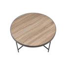 Bage Round Coffee Table (No Storage) , Weathered Gray Oak & Metal Finish Acme