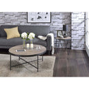 Bage Round Coffee Table (No Storage) , Weathered Gray Oak & Metal Finish Acme