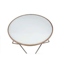 Valora Round Table (NO Storage) , Frosted Glass Top & Champagne Finish Acme