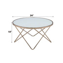Valora Round Table (NO Storage) , Frosted Glass Top & Champagne Finish Acme