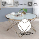 Valora Round Table (NO Storage) , Frosted Glass Top & Champagne Finish Acme