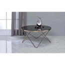Valora Round Table (NO Storage) , Black Glass & Champagne Finish Acme
