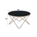 Valora Round Table (NO Storage) , Black Glass & Champagne Finish Acme