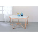 Alivia Round Table (NO Storage) , Frosted Glass & Rose Gold Finish Acme