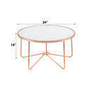 Alivia Round Table (NO Storage) , Frosted Glass & Rose Gold Finish Acme