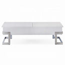 Calnan Rectangular Table w/Storage w/Lift Top, White & Chrome Finish Acme