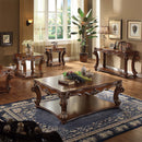 Vendome Rectangular Table w/Scrolled Leg and Bottom Shelf , Cherry Finish Acme