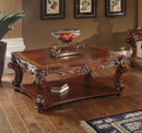 Vendome Square Table w/Scrolled Leg and Bottom Shelf , Cherry Finish Acme