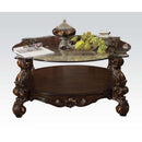 Versailles Oval Coffee Table w/Curved Glass Top , Cherry Oak Finish Acme