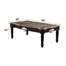 Ernestine Rectangular Leg Coffee Table, Marble Top & Black Finish Acme