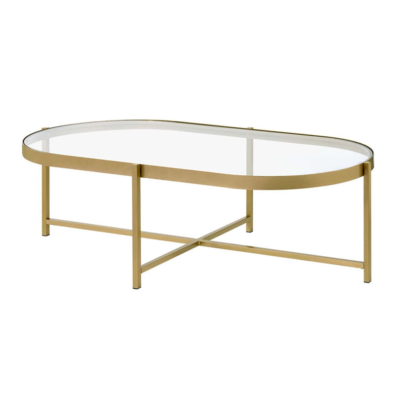 Charrot Oval Table Top , Clear Glass Top & Gold Finish Acme