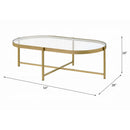 Charrot Oval Table Top , Clear Glass Top & Gold Finish Acme