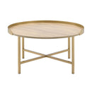 Mithea Round Table Top , Oak & Gold Finish Acme