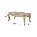 Gorsedd Rectangular Coffee Table, Marble Top & Golden Ivory Finish Acme