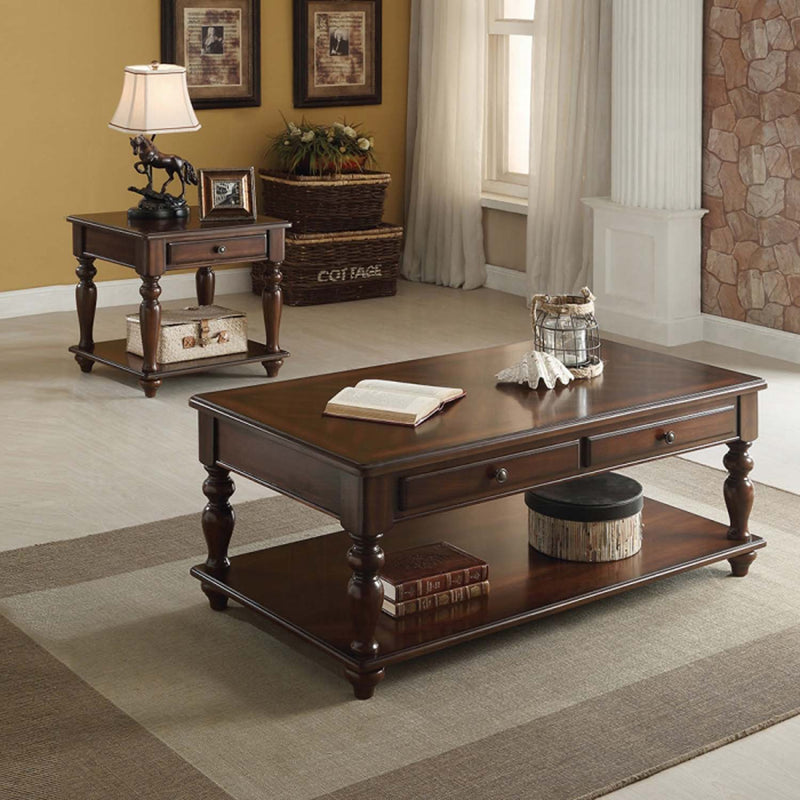 Farrel Rectangular Leg Table w/Lift Top & Bottom Shelf, Walnut Acme