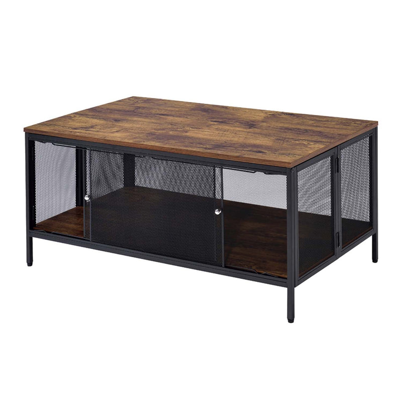 Winam Foldable, Rectangular Coffee Table , Antique Oak & Black Finish Acme