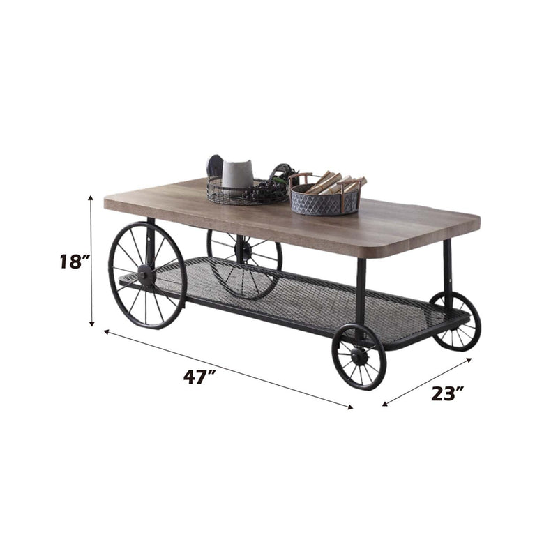 Francie Rectangular Table , Oak & Antique Gray Finish Acme