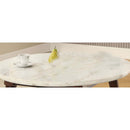 Gasha Round Coffee Table (NO Storage) , White Marble Top & Walnut Finish Acme
