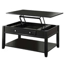Malachi Rectangular Leg Coffee Table w/Lift Top (Faux Drawer) , Black Finish Acme