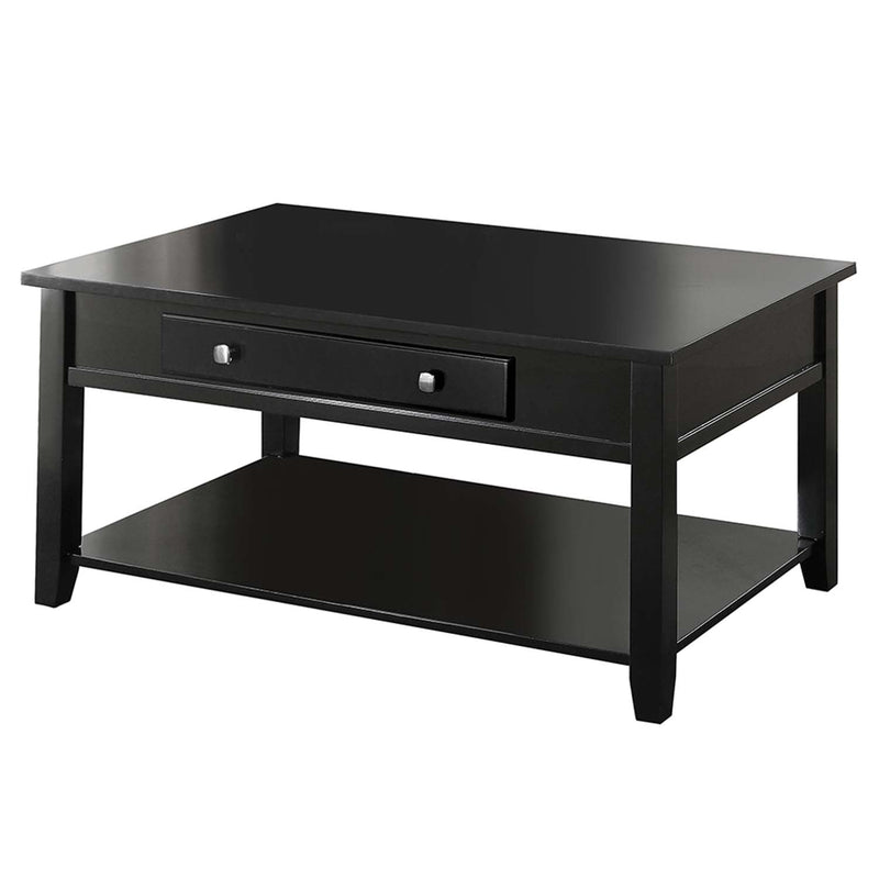 Malachi Rectangular Leg Coffee Table w/Lift Top (Faux Drawer) , Black Finish Acme