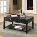Malachi Rectangular Leg Coffee Table w/Lift Top (Faux Drawer) , Black Finish Acme