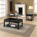 Malachi Rectangular Leg Coffee Table w/Lift Top (Faux Drawer) , Black Finish Acme