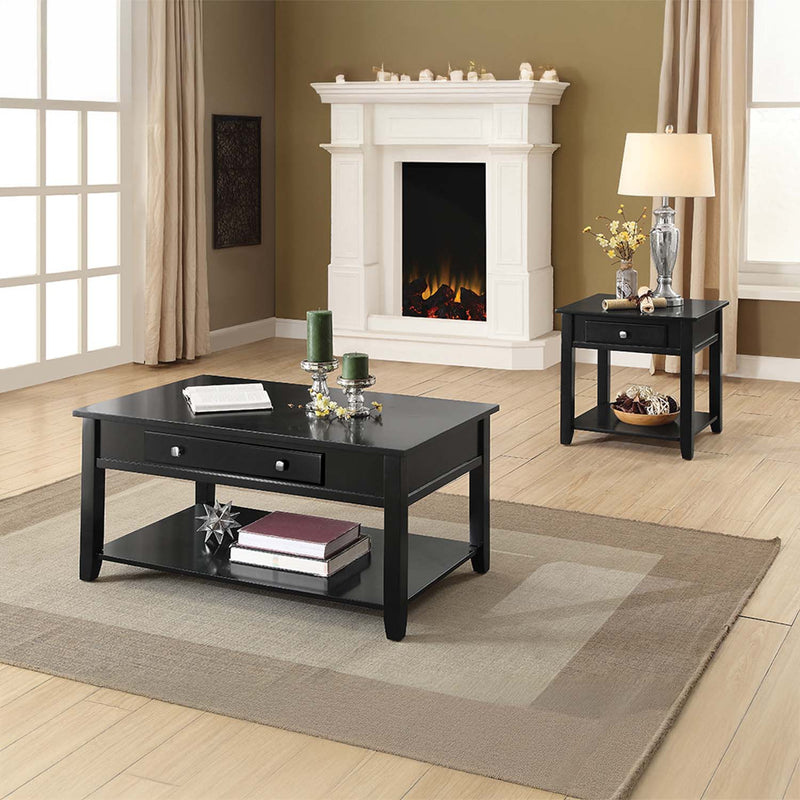 Malachi Rectangular Leg Coffee Table w/Lift Top (Faux Drawer) , Black Finish Acme