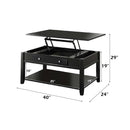 Malachi Rectangular Leg Coffee Table w/Lift Top (Faux Drawer) , Black Finish Acme