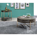 Weyton Drum Coffee Table , Light Brown & Champagne Finish Acme