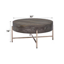 Weyton Drum Coffee Table , Light Brown & Champagne Finish Acme