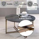Bromia Round Coffee Table, Black & Champagne Finish Acme