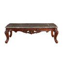 Eustoma Rectangular Coffee Table , Marble Top & Walnut Finish Acme