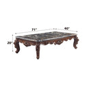 Forsythia Rectangular Coffee Table , Marble Top & Walnut Finish Acme