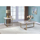 Feit Rectangular Coffee Table , Faux Marble Top & Champagne Finish Acme