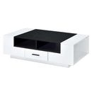 Armour Rectangular Coffee Table , White & Black Finish Acme