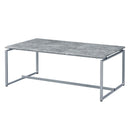 Jurgen 3Pc Coffee & End Table Set , Faux Concrete Top & Silver Finish Acme