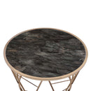 Cicatrix Round Coffee Table , Engineering Stone Glass Top & Champagne Finish Acme