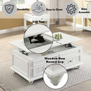 Natesa Rectangular Coffee Table w/Lift Top , White Washed Finish Acme