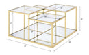 Uchenna Rectangular Coffee Table , Clear Glass & Gold Finish Finish Acme