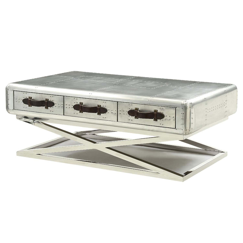 Brancaster Rectangular Coffee Table: Trunk Top Design , Aluminum Acme